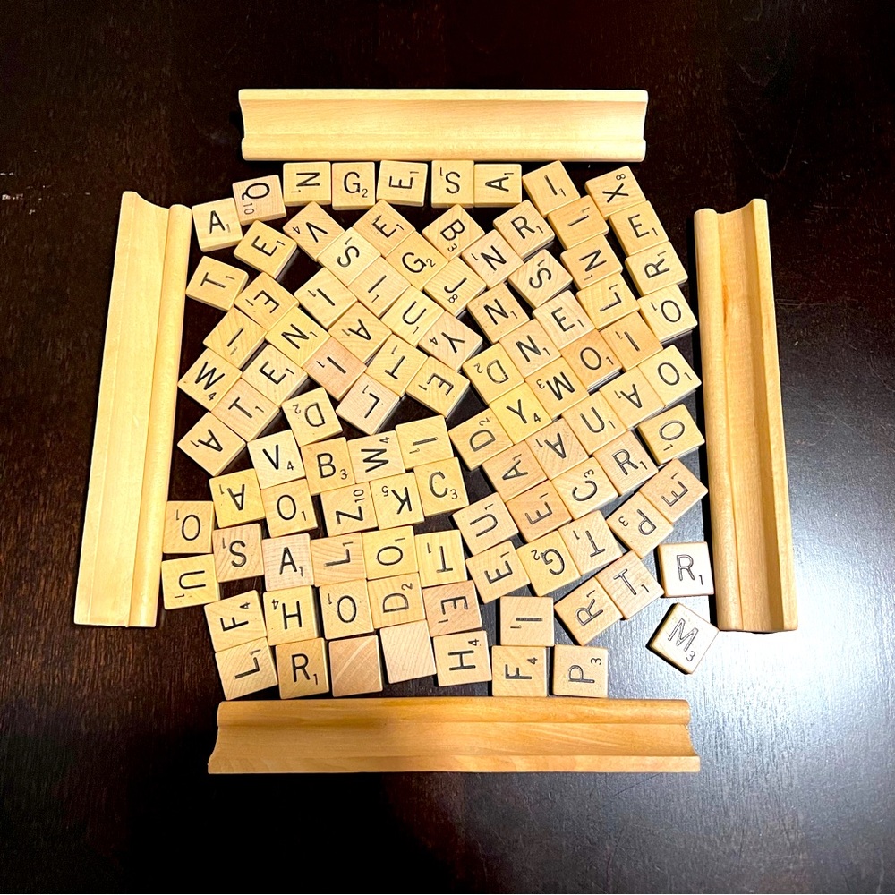 Scrabbles tiles and stands for DIY projects